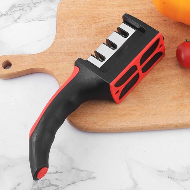 Professional 3-Stage Knife Sharpener, Tungsten Steel and Ceramic Blade Sharpening System, Non-Slip Handle, for Kitchen Knives and Scissors